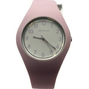 Sanda Women's Minimalist Watch 39mm New Battery Light Pink Silicone Band WR